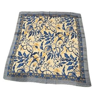 Beautiful Blue Cream Floral Polyester Scarf